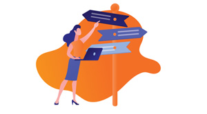 Kvinde orientere sig om arbejdsmarkedet 